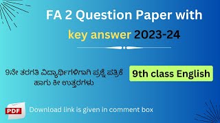 9th class English FA 2 question paper with key answer 2023  224  9th class FA 2 question papers [upl. by Derzon]