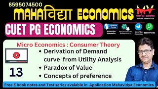 13  Derivation of Demand curve from Utility Analysis Paradox of Value  Concepts of preference [upl. by Beverlie]