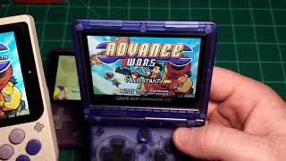 PowKiddy V10 vs Anbernic SP vs Gameboy Advance SP Screen Comparison [upl. by Idnib]