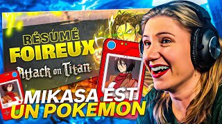 Je RÉAGIS au RÉSUMÉ FOIREUX  ATTAQUE DES TITANS SAISON FINAL  MIKASA EST LE PIRE POKEMON  😂 [upl. by Nadler818]