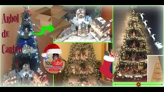 Árbol de Navidad con cartón villas o casitas DIY reciclaje Christmas recycled Village Tree [upl. by Nahtaj127]