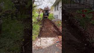 Digging out for a new paver sidewalk with a mini excavator construction landscape fix [upl. by Knut152]