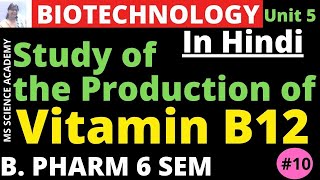 Production of Vitamin B12HindiPharmaceutical Biotechnology Unit 5 B Pharmacy 6 SemL10 [upl. by Tonl]