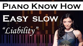 Liability  Lorde  Easy SLOW Piano Tutorial [upl. by Phillane]