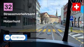 4K 🇨🇭 Cab Ride VBZ ZÜRICH TROLLEYBUS  32 Strassenverkehrsamt → Holzerhurd  HESS lighTram® 25DC [upl. by Avelin94]