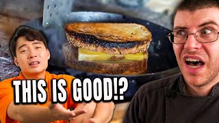 Pro Chef Reacts Uncle Roger SLAMS Gordon Ramsays Grilled Cheese [upl. by Walling]