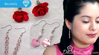 Como hacer aretes de fantasía  Bisuteria   DecoAndCrafts [upl. by Ailadi]