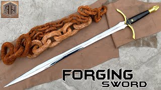 Forging a SWORD out of Rusted Iron CHAIN [upl. by Sivrad]