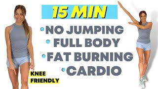 15 Min KNEE FRIENDLY Cardio  No Jumping  Full Body Workout Apartment Friendly [upl. by Gerardo]