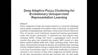 Deep Adaptive Fuzzy Clustering for Evolutionary Unsupervised Representation Learning [upl. by Far417]