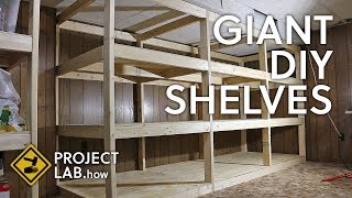 Giant shelves made from 2x4s and plywood [upl. by Kaitlyn]