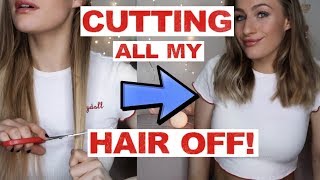 CUTTING ALL MY HAIR OFF WITH KITCHEN SCISSORS  Vlogmas Day 4 [upl. by Brantley244]