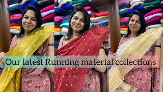 OUR LATEST RUNNING MATERIAL COLLECTIONS  Revathy wedding collections muvattupuzha mob8089575564 [upl. by Tirzah598]