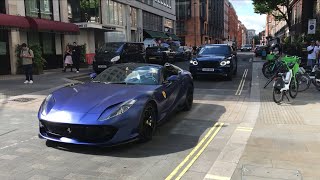 Supercars In London 2024 19  Huracan Tecnica 812 GTS Novitec GT3 Emira G63 AMG Vantage SLS [upl. by Ahsatam]