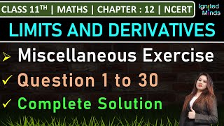 Class 11th Maths Chapter 12  Miscellaneous Exercise Question 1 to 30  Limits and Derivatives [upl. by Yasnil]