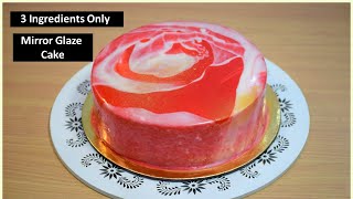 ३ चीजों से बनाये ये खूबसूरत मिरर ग्लेज़ केक घर पर  Royal Red Color Mirror Glaze Cake Recipe [upl. by Adnaloj]