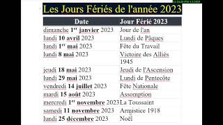 jour fériés 2023 jour fériés 2023 paris jour fériés jour fériés 2023 calendrier [upl. by Locklin]