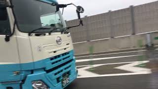 Light Blue and Dark White UD Quon Wing Van Truck in Hanshin Expressway [upl. by Inahteb]