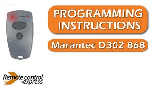 Programming my remote Marantec D302 868 [upl. by Yrgoerg]