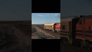 RARE 1960S STREAMLINER EMD LOCOMOTIVES ON A RAIL MAINTENANCE TRAIN ON THE TRANS AUSTRALIAN RAILWAY [upl. by Odlanier]