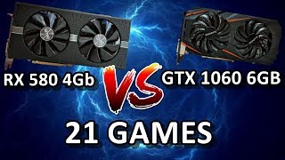 RX 580 4Gb vs GTX 1060 6Gb 21 Games 1080p Ultra 2019 [upl. by Hesther]