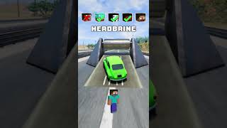 NOOB vs PRO vs HACKER vs HEROBRINE Car Jump Test 6 👌 🚗 shorts beamngdrive [upl. by Madalyn966]