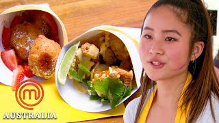 Sweet amp Savoury Snacks Team Challenge  MasterChef Australia  MasterChef World [upl. by Annaerdna]