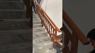 Wooden Railing Fitting Technique in Stair Room shorts [upl. by Anauqal496]