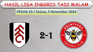 Hasil Liga Inggris Tadi Malam │ Fulham vs Brentford │ Klasemen Sementara │ [upl. by Naitsirt]