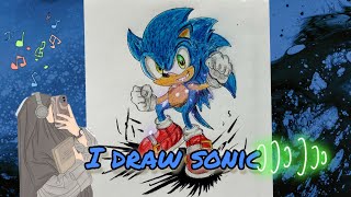 I draw sonic  oil pastel colour  sonic drawing [upl. by Yunfei]