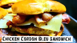 Easy Chicken Cordon Bleu Sandwich On The Blackstone  Easy Chicken Sandwich blackstonegriddle [upl. by Orsola]