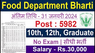 FOOD DEPARTMENT RECRUITMENT 2024FSSAI RECRUITMENT 2024FCI VACANCYGOVT JOBS JAN 2024FEB 2024 [upl. by Hartzke826]