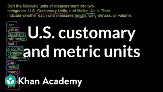 US customary and metric units  Ratios proportions units and rates  PreAlgebra  Khan Academy [upl. by Neelya314]