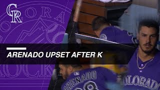 Nolan Arenado shows frustration after striking out [upl. by Adiel]