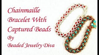 Beaded Chainmaille Bracelet  Beaded Chain Maille Tutorial [upl. by Lukas665]