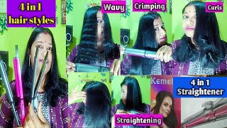 4 in 1 hair straightener😎WavyCrimpingcurls straightening step by step hair styleshairstylehair [upl. by Sharity672]