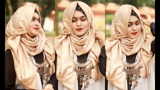 Eid Hijab Style 2018 with salwar kameezGownsaree [upl. by Eirene948]