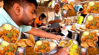 Puneri Rush for Morning Breakfast Puri Bhaji Vegg Pulao Misal Pav Poha amp Dosa  Pune Street Food [upl. by Enneire]