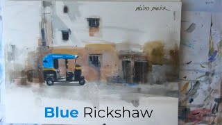 Blue Rickshaw  Demo by Milind Mulick  Watercolor Painting  Watercolor Drawing [upl. by Aimee]