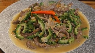 Filipino Food  Ampalaya con Carne Recipe  Beef with Bitter Melon  Pinoy cooking [upl. by Karlise684]