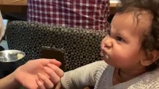 Baby Gets Angry When Mom Accidentally Drops Food [upl. by Aniham285]