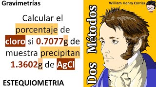 𝐆𝐫𝐚𝐯𝐢𝐦𝐞𝐭𝐫í𝐚 Calcular el porcentaje de cloro si 07077 g de muestra precipitan 13602 g AgCl [upl. by Anrapa]