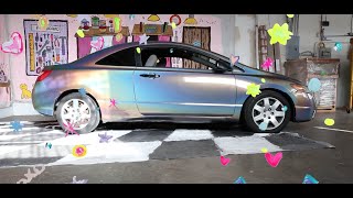 PEGGYS CARTOONUP Oilslick My Sicvic  DIY Holographic 3M Car Wrap [upl. by Aihsoem100]