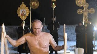 Russian president Vladimir Putin braves subzero lake to mark Orthodox Epiphany [upl. by Yelsnik]