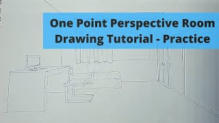 One Point Perspective Room Drawing Tutorial  Practice Video [upl. by Niryt]