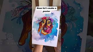 My sausage dog portrait artvlog artprint petartist petportrait dogposter artposter puppy [upl. by Ahteres836]