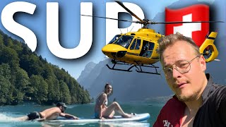 🚁 ATTERRA un ELICOTTERO SUP sul LAGO SVIZZERO🇨🇭KLÖNTAL Lake 1 [upl. by Hartley652]