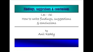 How to write findingssuggestionsampconclusions [upl. by Stutman203]