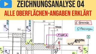 OBERFLÄCHENGÜTE AUF DER ZEICHNUNG   04  TECHNISCHE ZEICHNUNG PRÜFUNGSAUFGABE  METALL [upl. by Nalliuq]