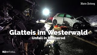 Glatteis im Westerwald Verkehrsunfälle bei Rennerod [upl. by Malsi]